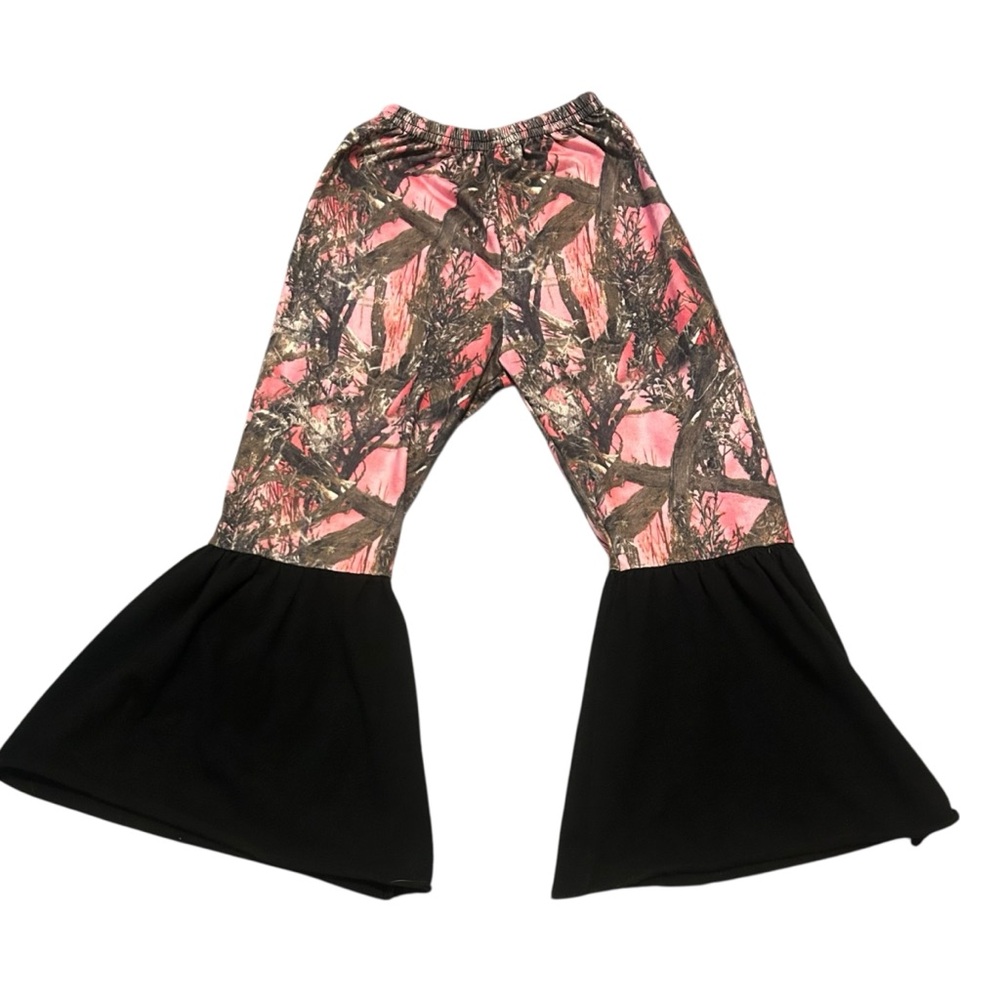 Girls 4T Pink‎ Camo Bell Bottom Pants Black Flare Leggings Toddler Boutique